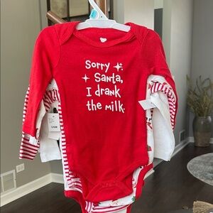 Red Baby Onesie with Santa Print